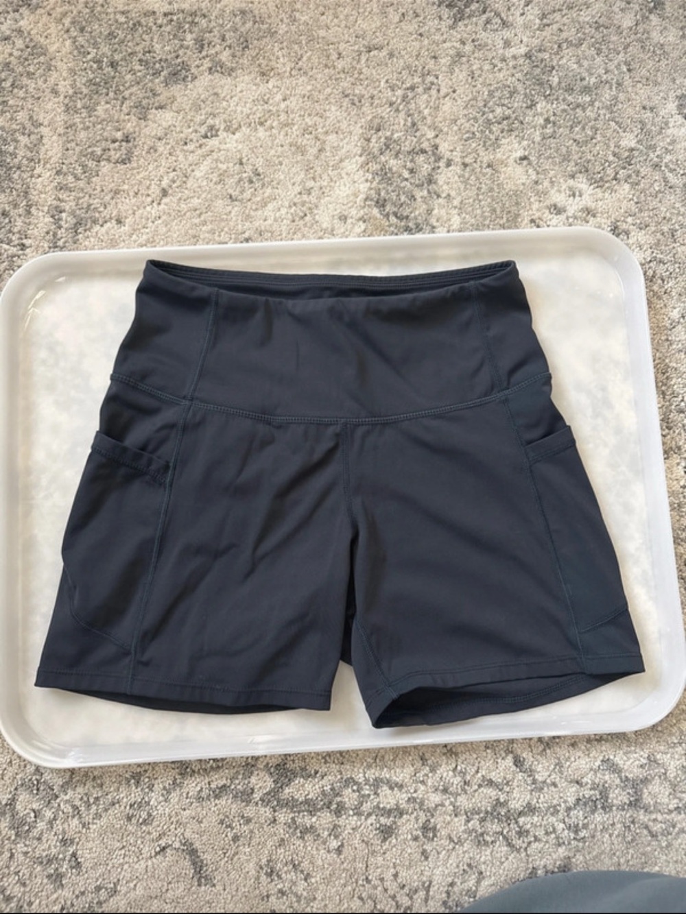 Women's High-Waist Dark Gray Active Pocket Shorts